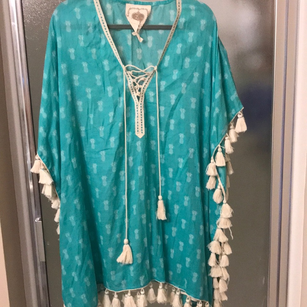 Z&L Pineapple Turquoise Cover Up M/L